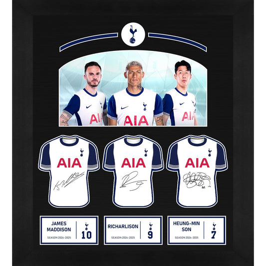 Tottenham Hotspur 2024 Signables Collection - Framed Image and Signables - Heung-min Son, James Maddison, and Richarlison